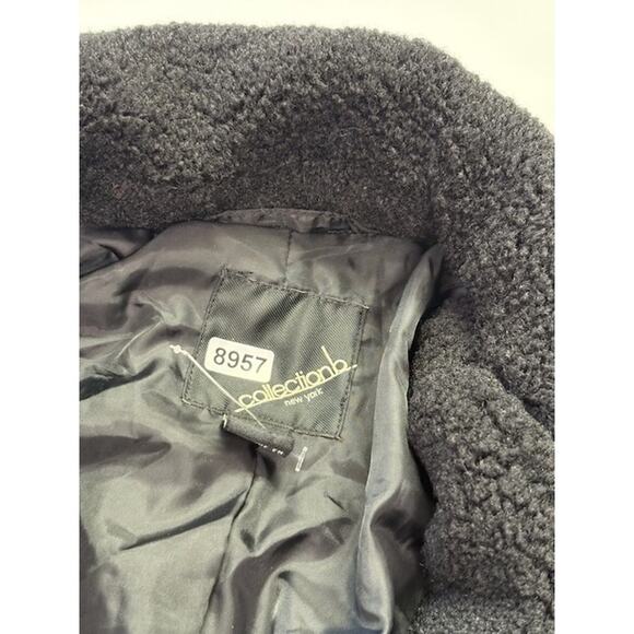 Collection B New York Classic Faux-Fur Coat Two Button Front Black Womens Size M - Picture 4 of 11